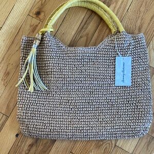 NWT Tommy Bahama Woven Tote with Yellow Accents